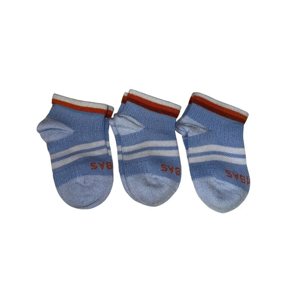 Bombas Toddler Socks Blue Red Stripe 3 Pair Stay On Cotton Age 1 - 3 NWOT